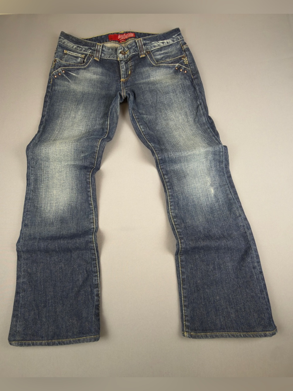 VTG Guess Jeans Women 30 Low Rise Bootcut Flare Blue Stretch Denim Y2K 1E503